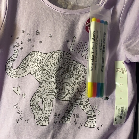 Light Purple Elephant Doodle Tee - Picture 3 of 3
